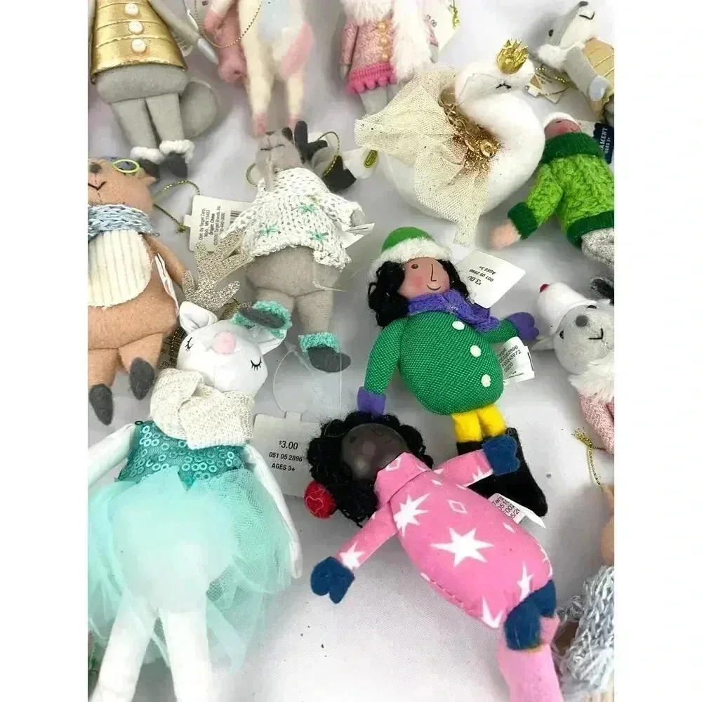 Lot of 27 Plush Dressed Animals Christmas Fabric Ornaments Train‎ Llama Bear